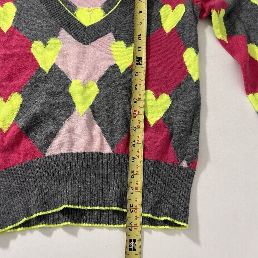 Iceberg Sweater Womens S Heart‎ Argyle Deep V Neck Multicolor Pullover Italy - Picture 7 of 9